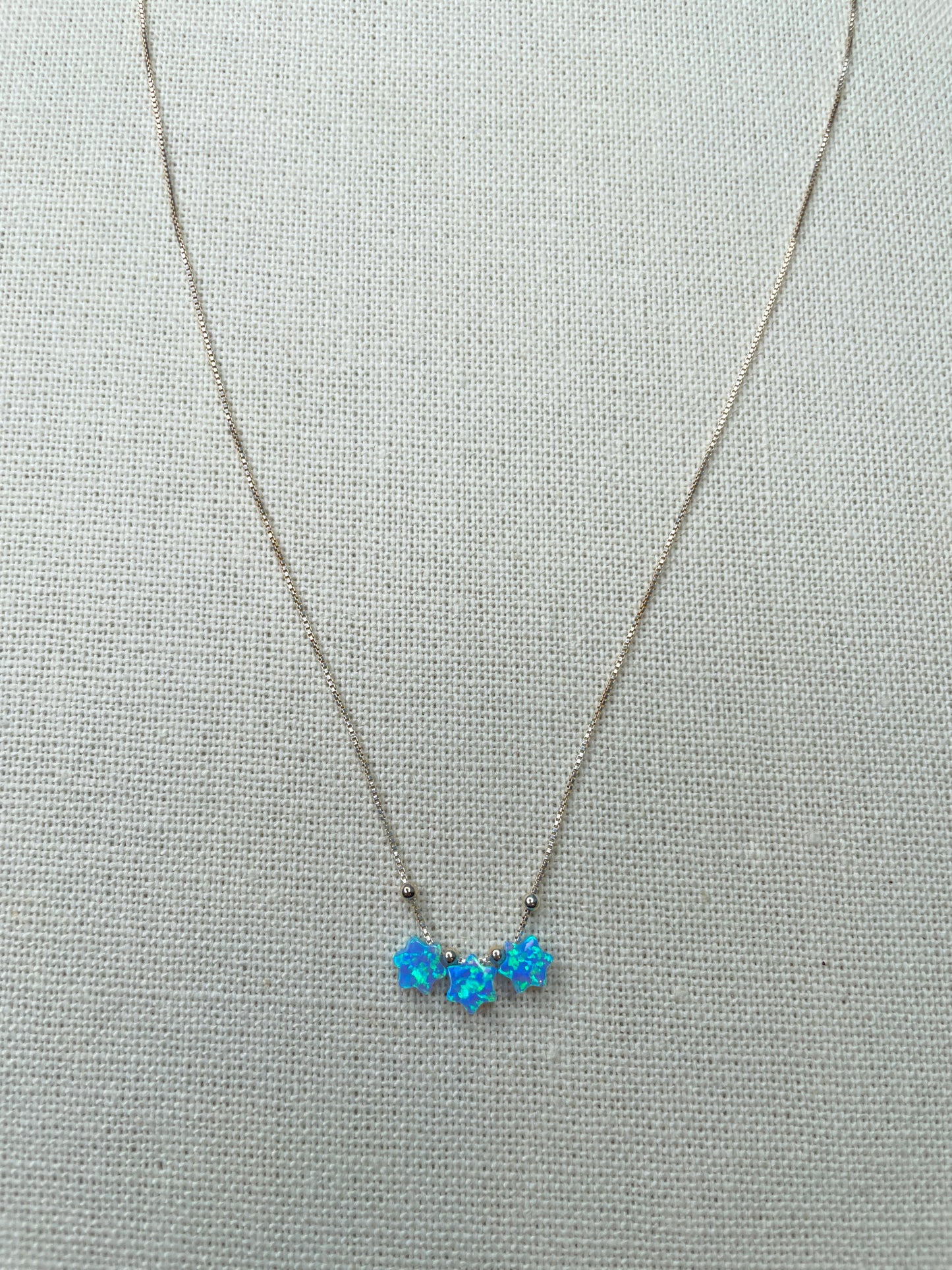 Triple Opal Mini Jewish Star Necklace
