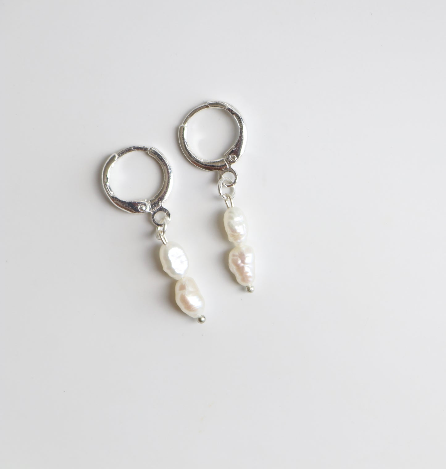 Silver Two Pearl Earrings
