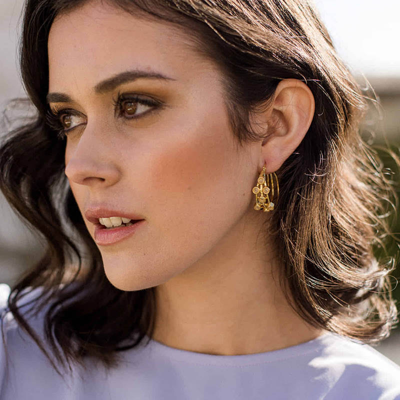 Tianse White Hoops Earrings