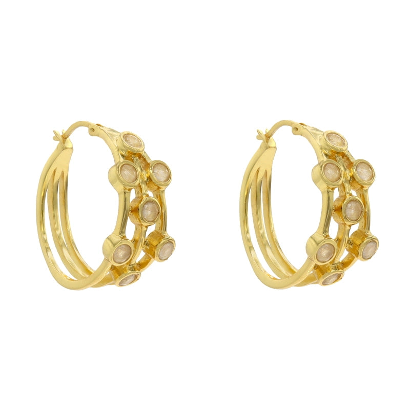 Tianse White Hoops Earrings