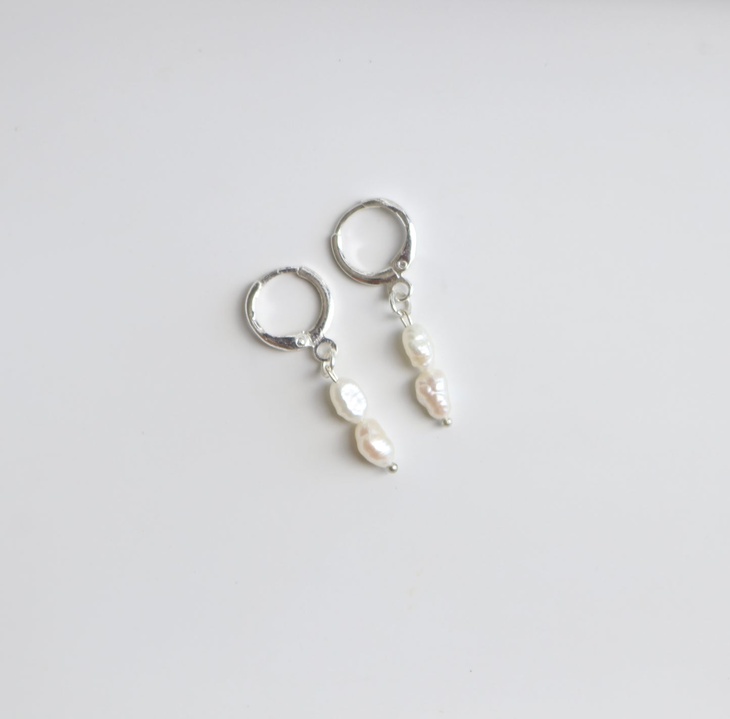 Silver Two Pearl Earrings