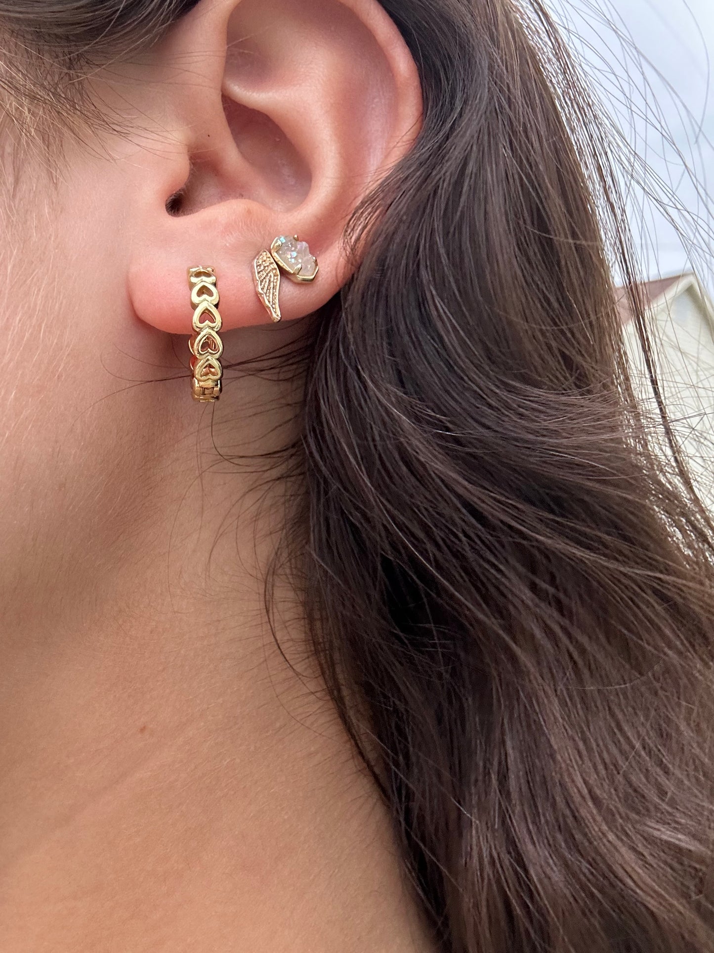 Huggie Hoops Heart Earrrings