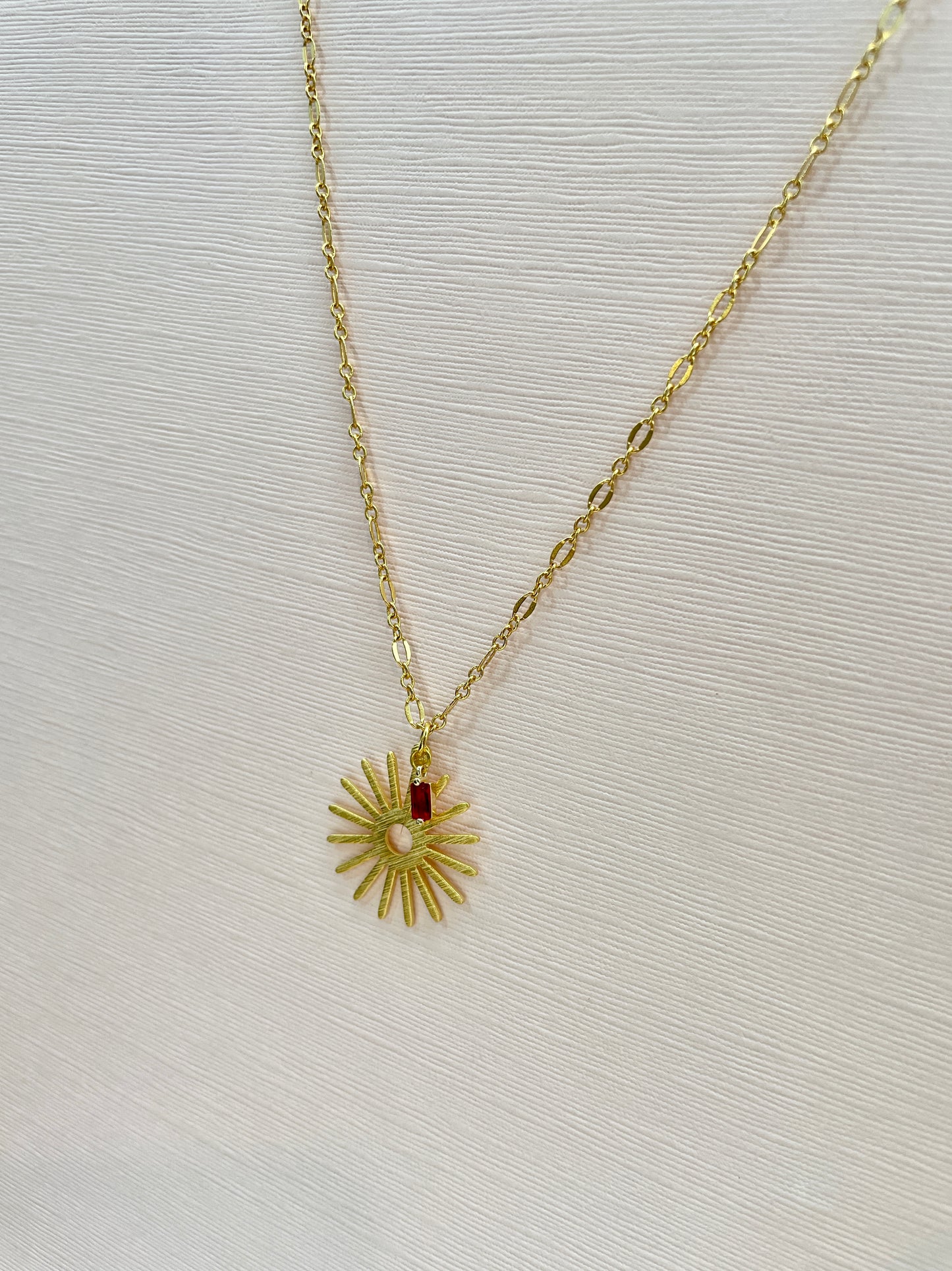 Sun Red Charm Necklace