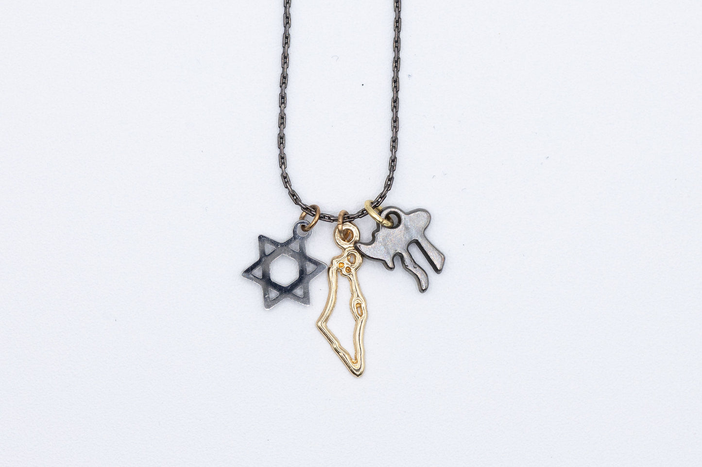 Triple Israeli Symbols Necklace
