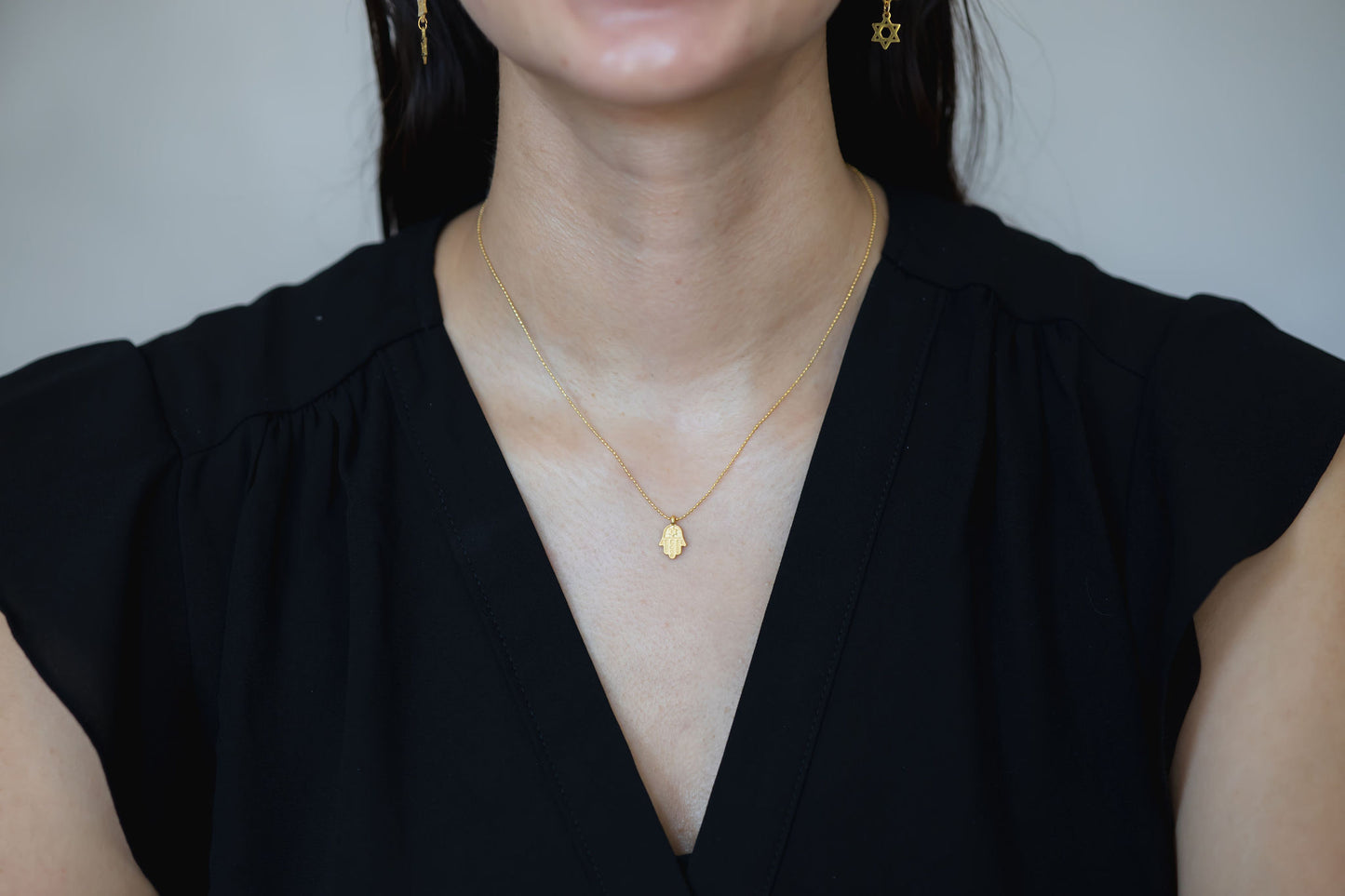 Matte Gold & Silver Hamsa Necklace
