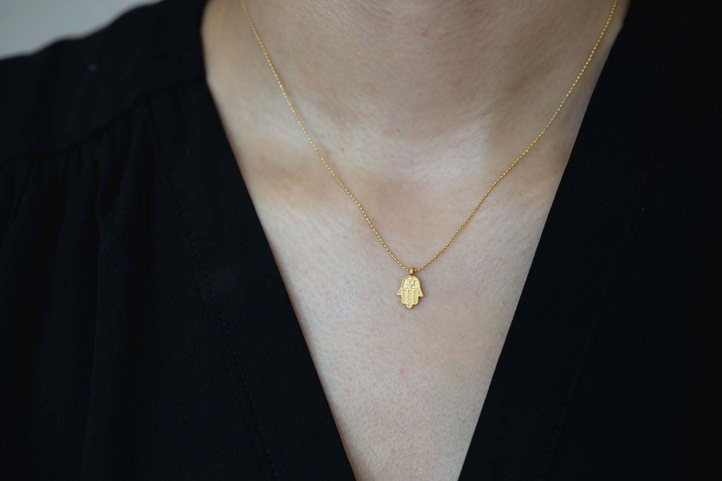 Matte Gold & Silver Hamsa Necklace