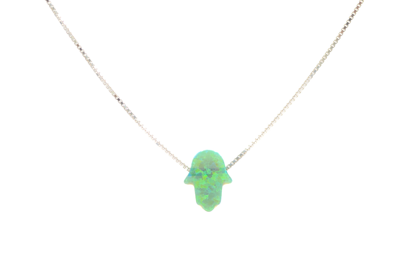 Small Opal Hamsa Necklace