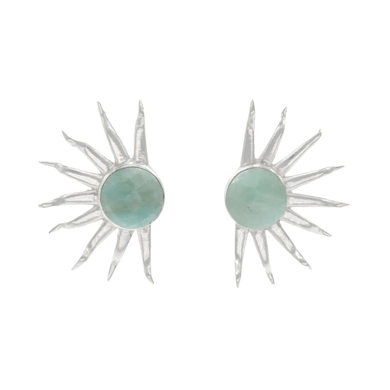 Amazonite Green Silver Earrings
