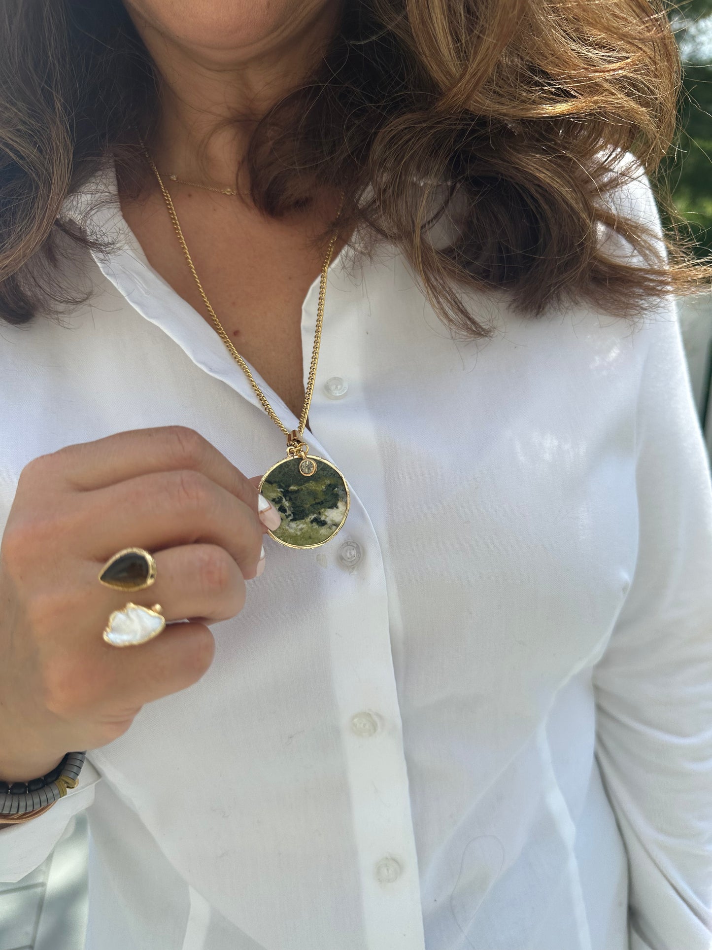 Gemstone Coin Necklace