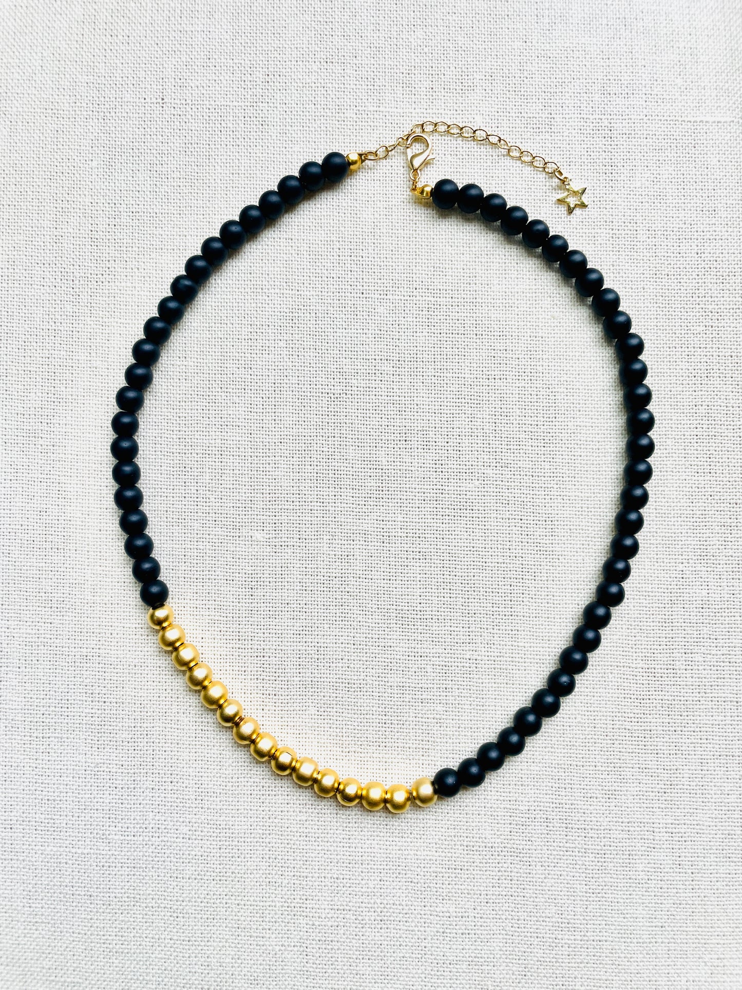 Gold and Black Beaded Necklace