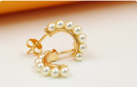Pearl Half Hoop Earrings