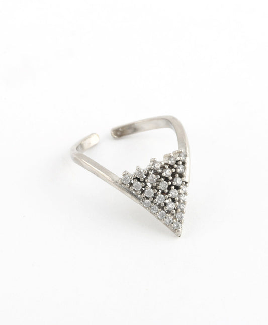 Rhodium Plated Triangle Ring