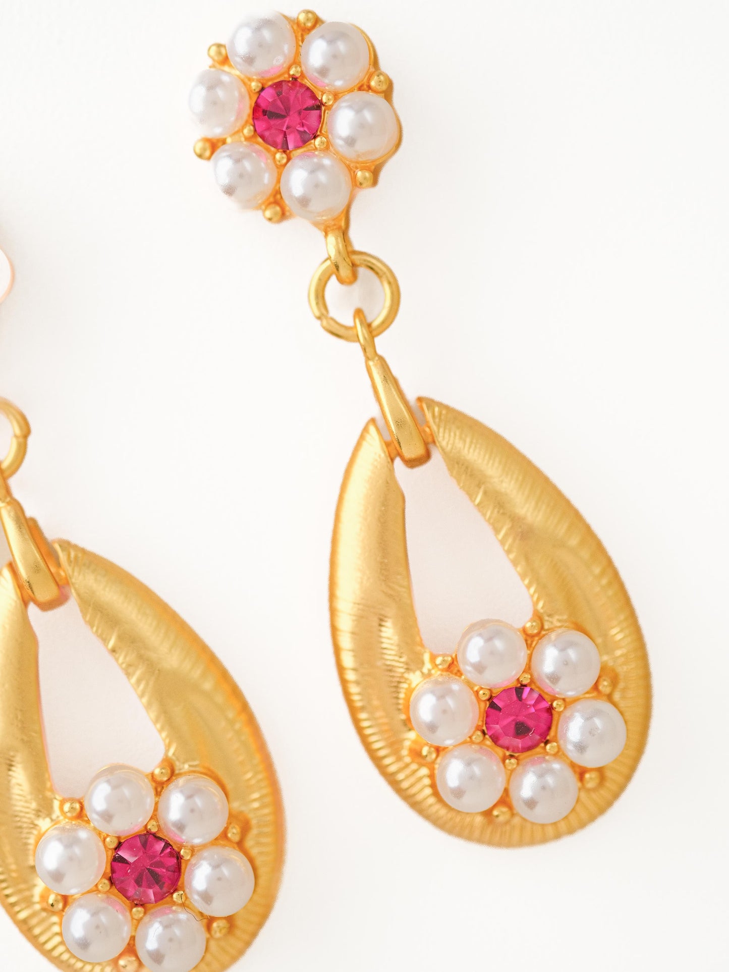 Pearl and Gold Oval Loop Earrings