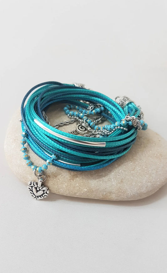 Negano Silver In Blue and Turquoise Bracelet