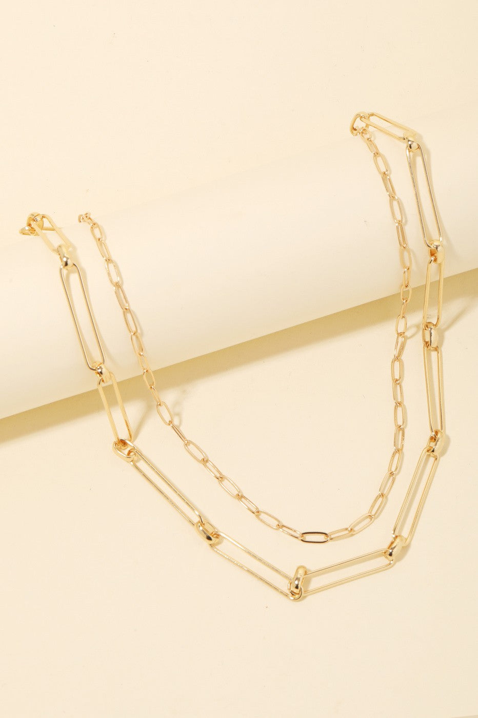 Layered Dainty Oval Chains Necklace