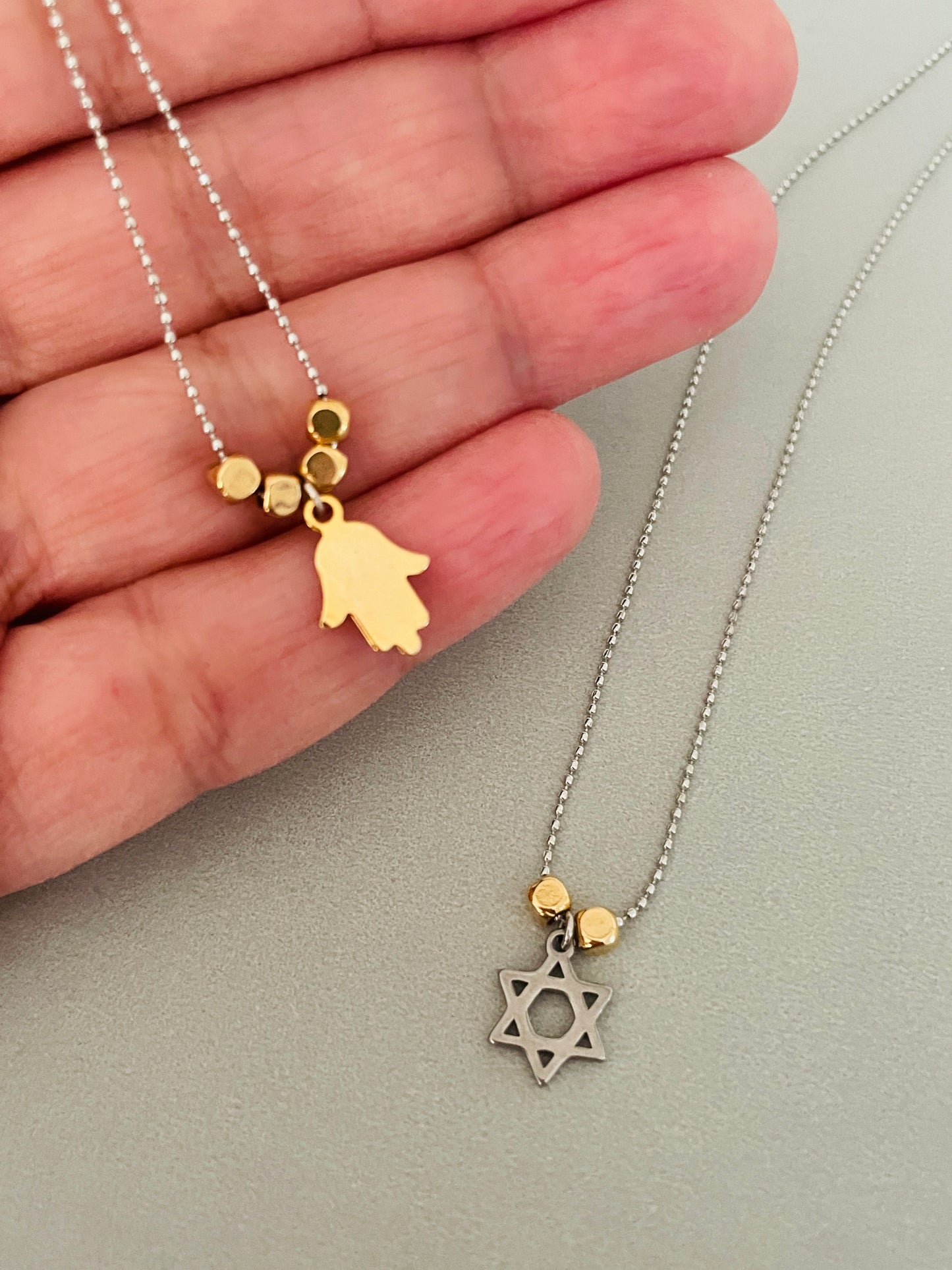 Silver & Gold Jewish Star Necklace