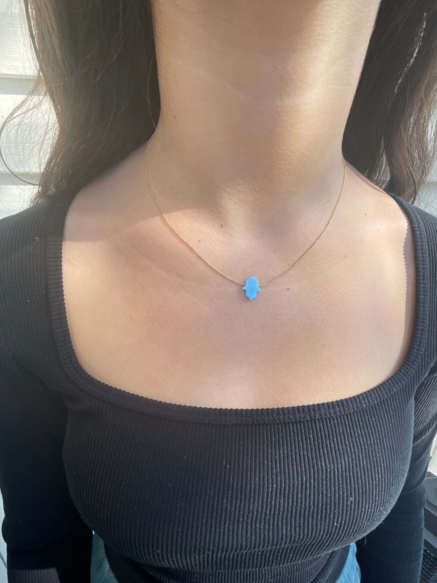 Opal Hamsa Necklace