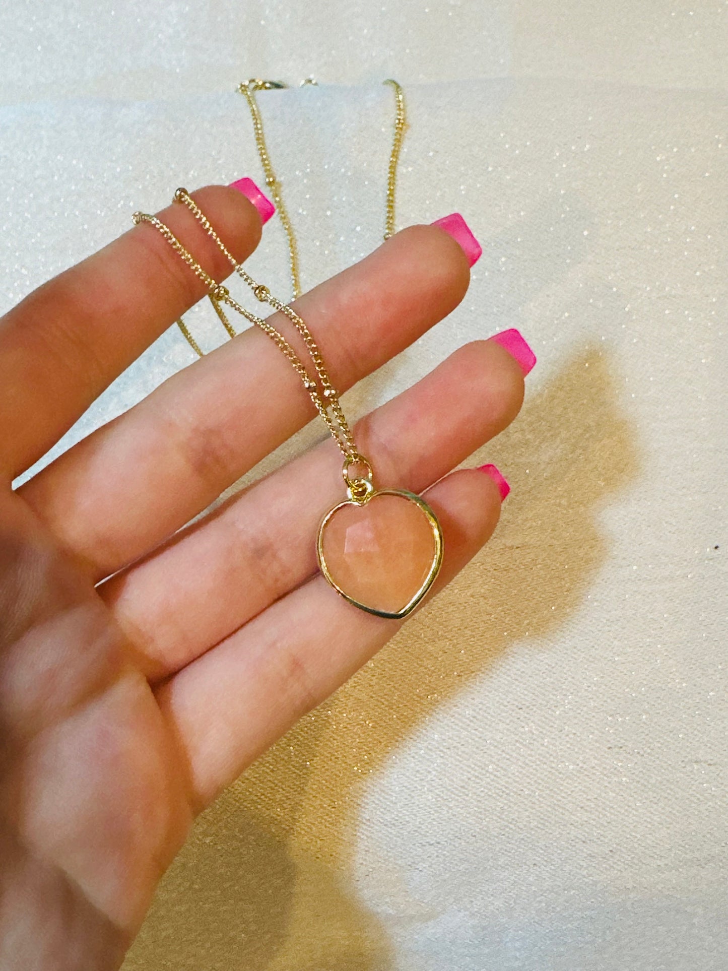 Peach Heart Necklace