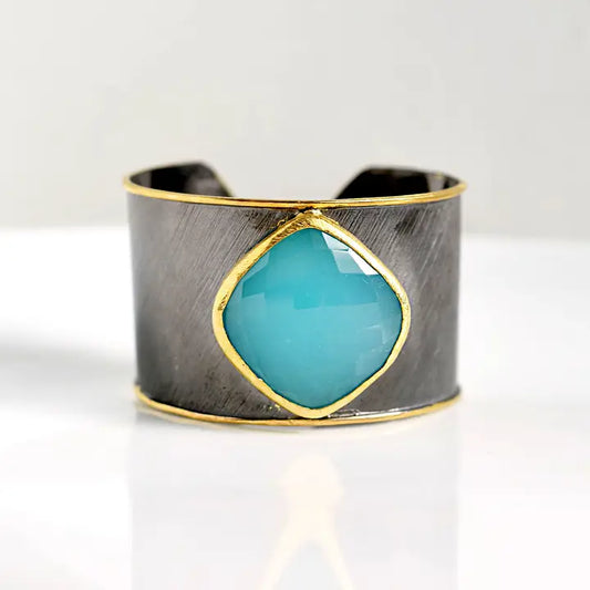 Two Tone Stone Cuff Bracelet