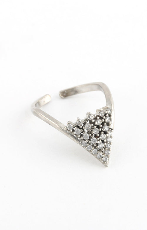 Rhodium Plated Triangle Ring