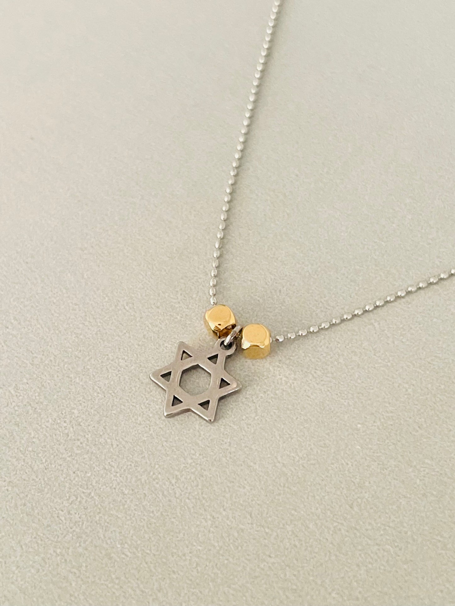 Silver & Gold Jewish Star Necklace