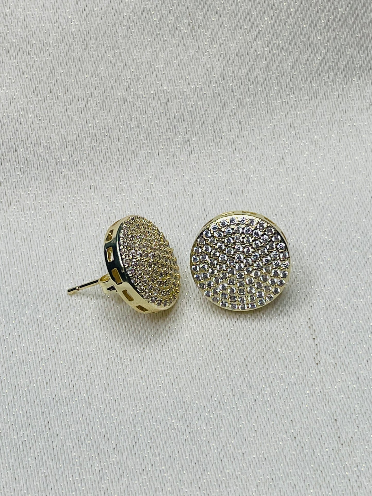 Pave Disc Circle Earrings