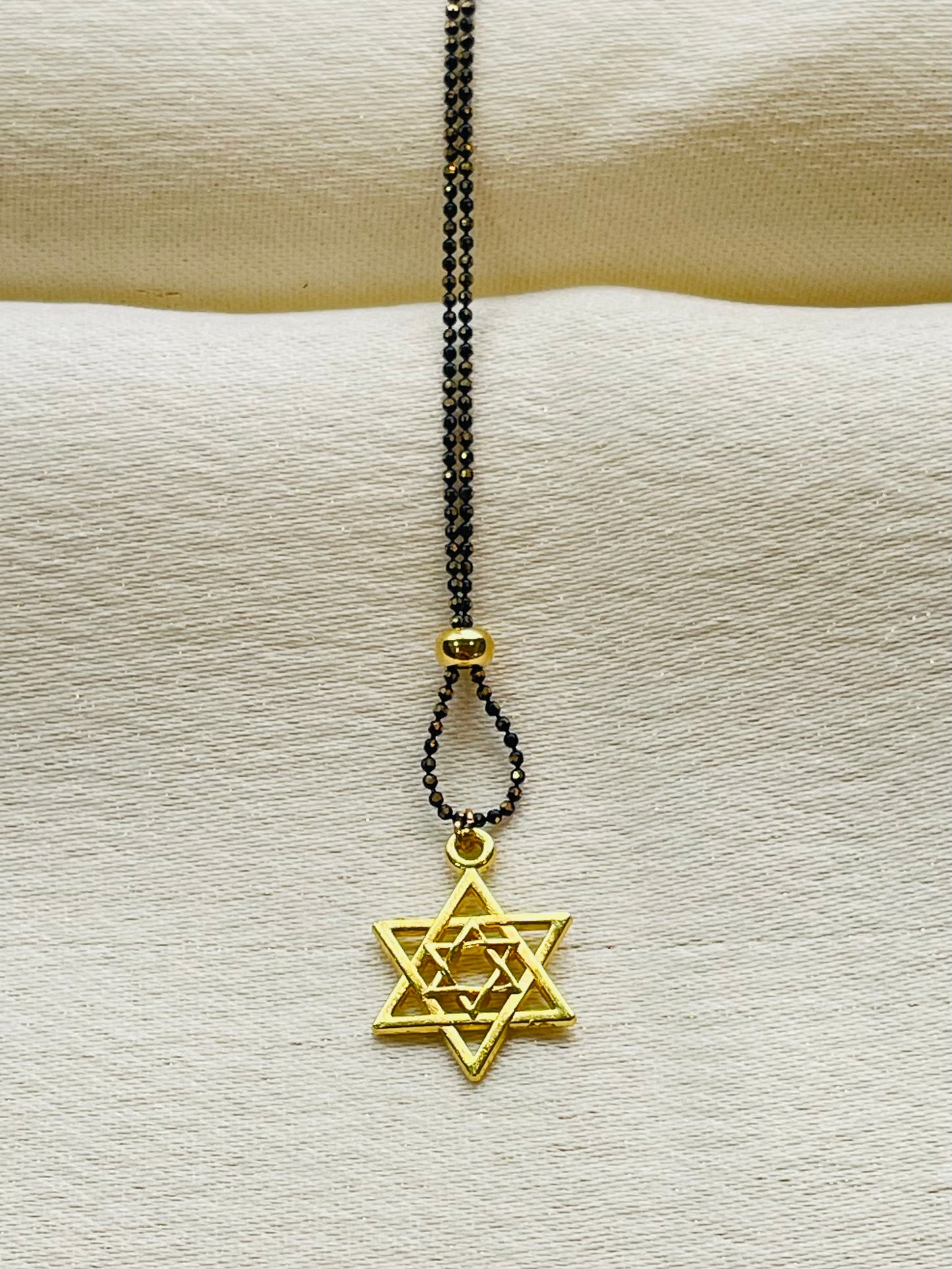 Gold & Black Jewish Star Necklace