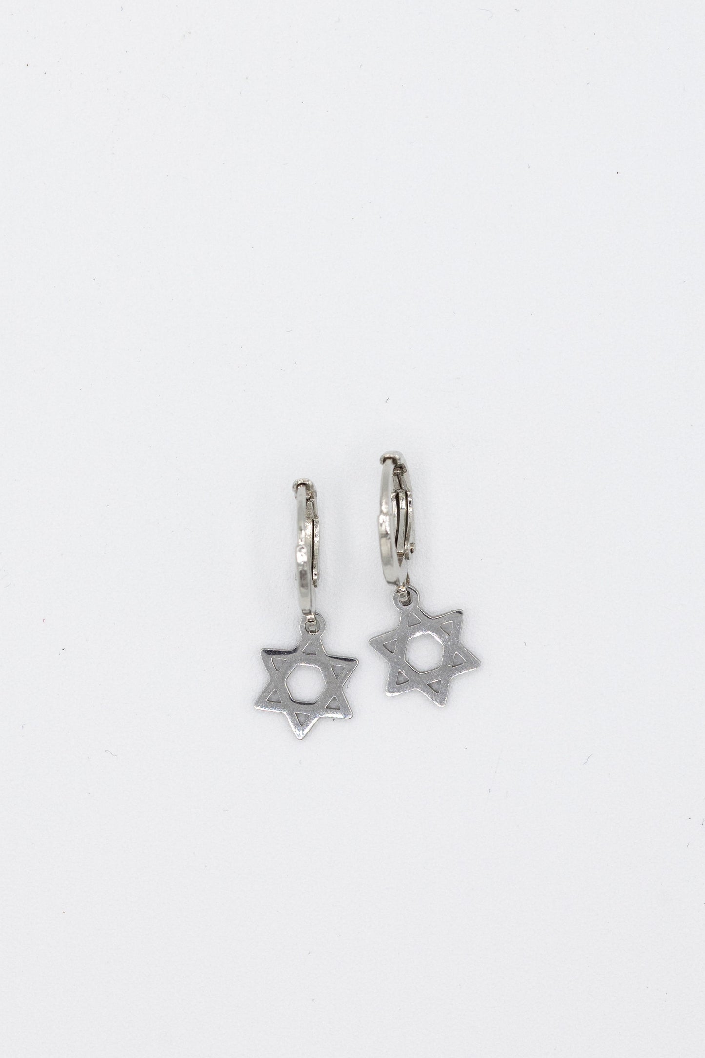 Gold Jewish Star Huggies Earrings