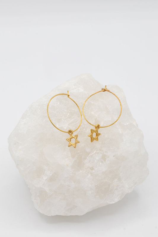 Gold Jewish Star Earrings