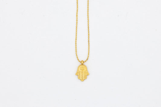 Matte Gold & Silver Hamsa Necklace