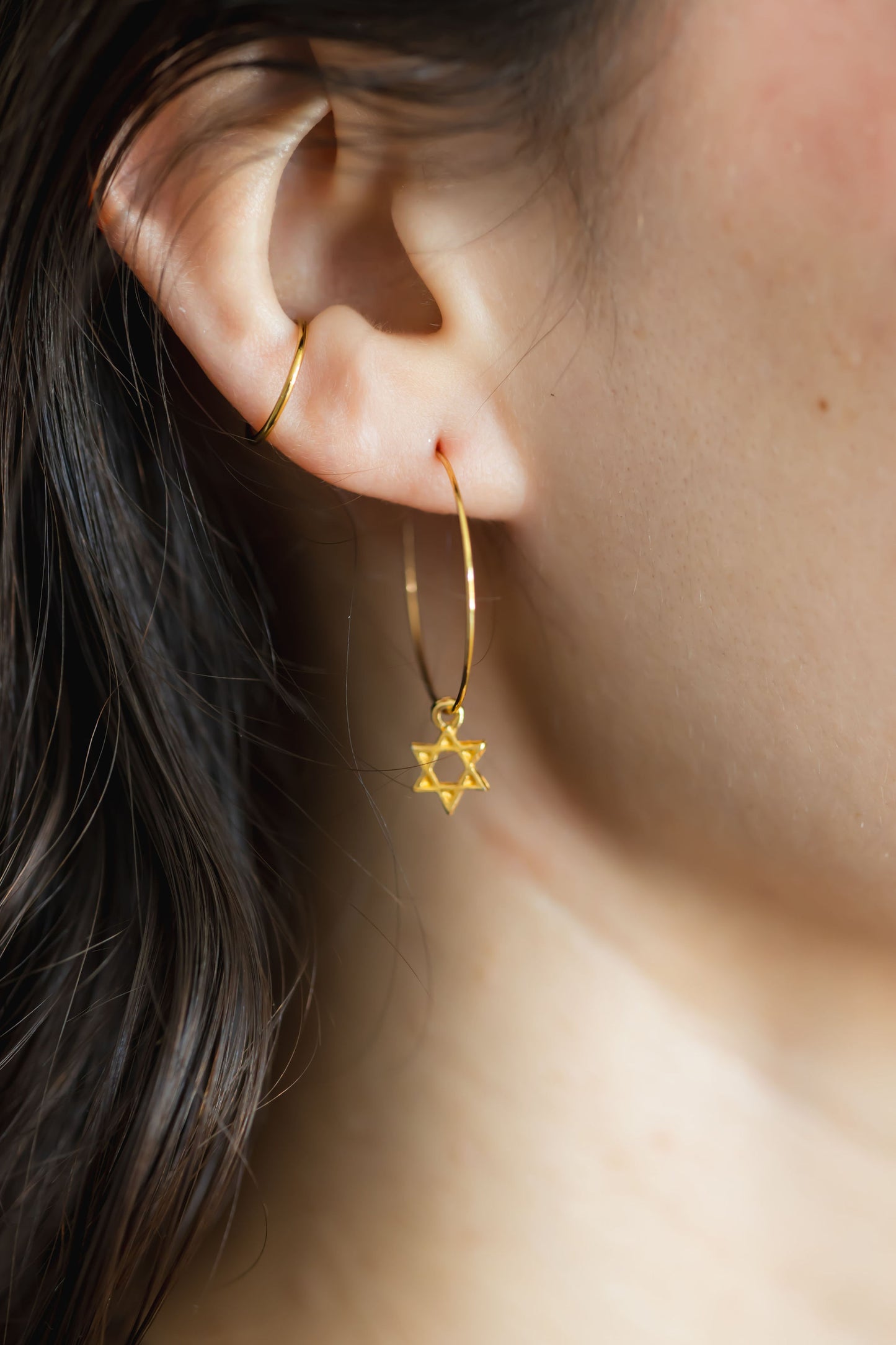 Gold Jewish Star Earrings