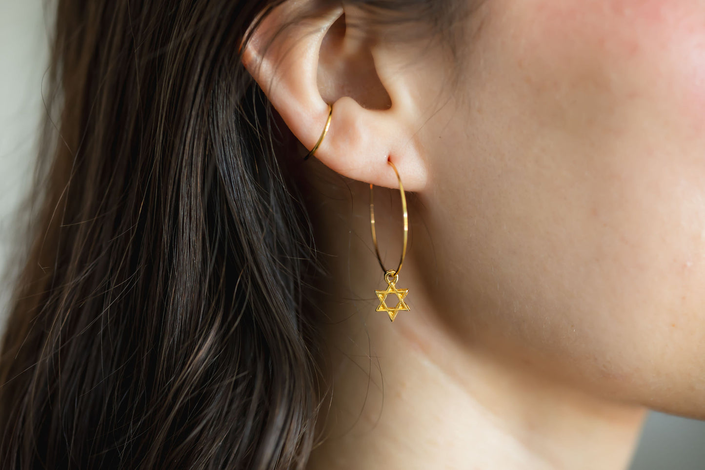 Gold Jewish Star Earrings