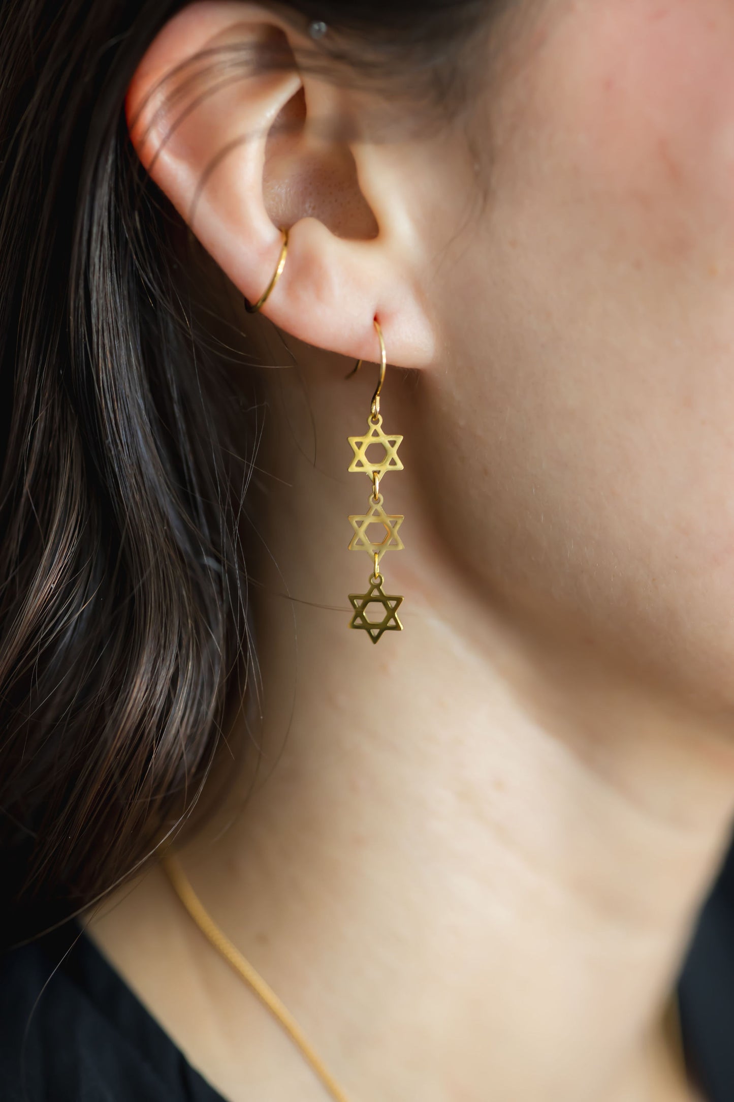 Triple Jewish Star Earrings