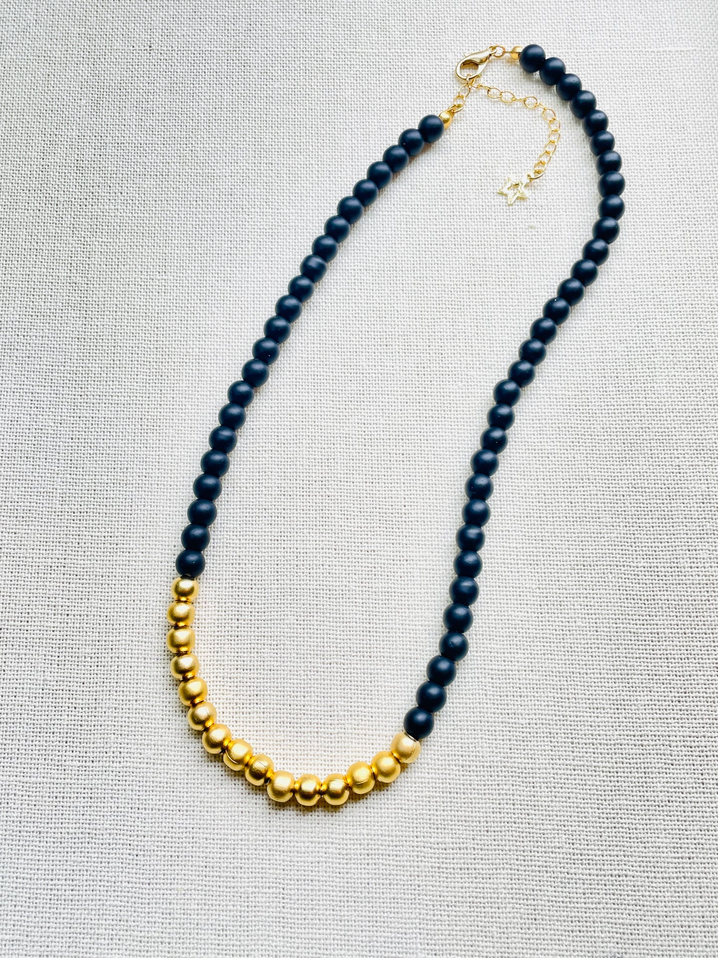 Gold and Black Beaded Necklace