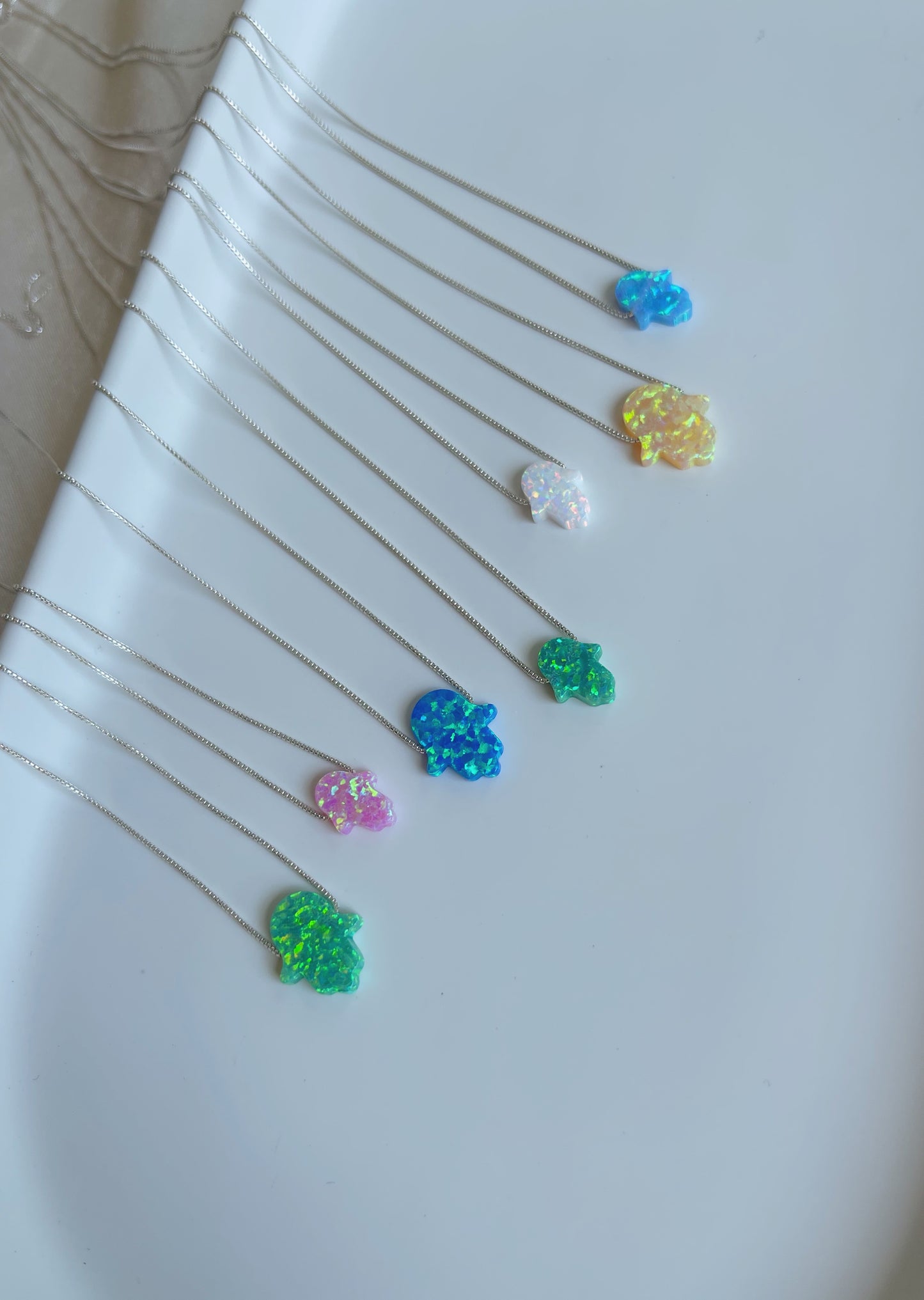 Small Opal Hamsa Necklace
