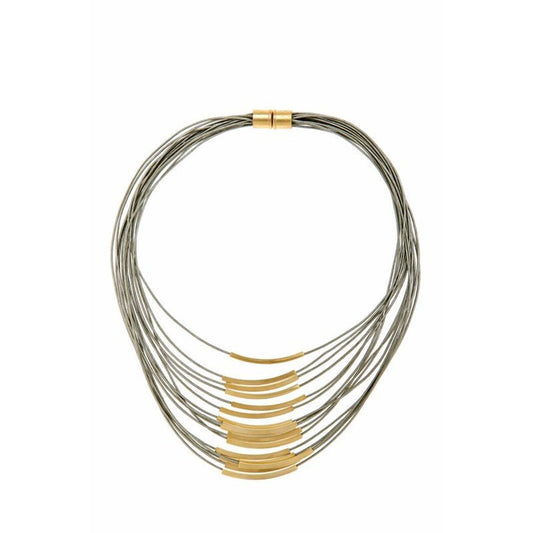 Gold Multi Cord Leather Necklace