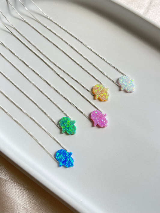 Opal Hamsa Necklace