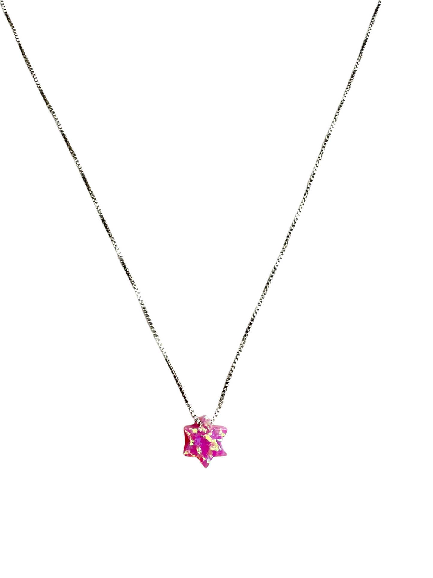 Opal Jewish Star Sterling Silver Necklace