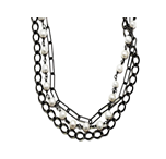 Black Rhordium Pearl Layered Necklace