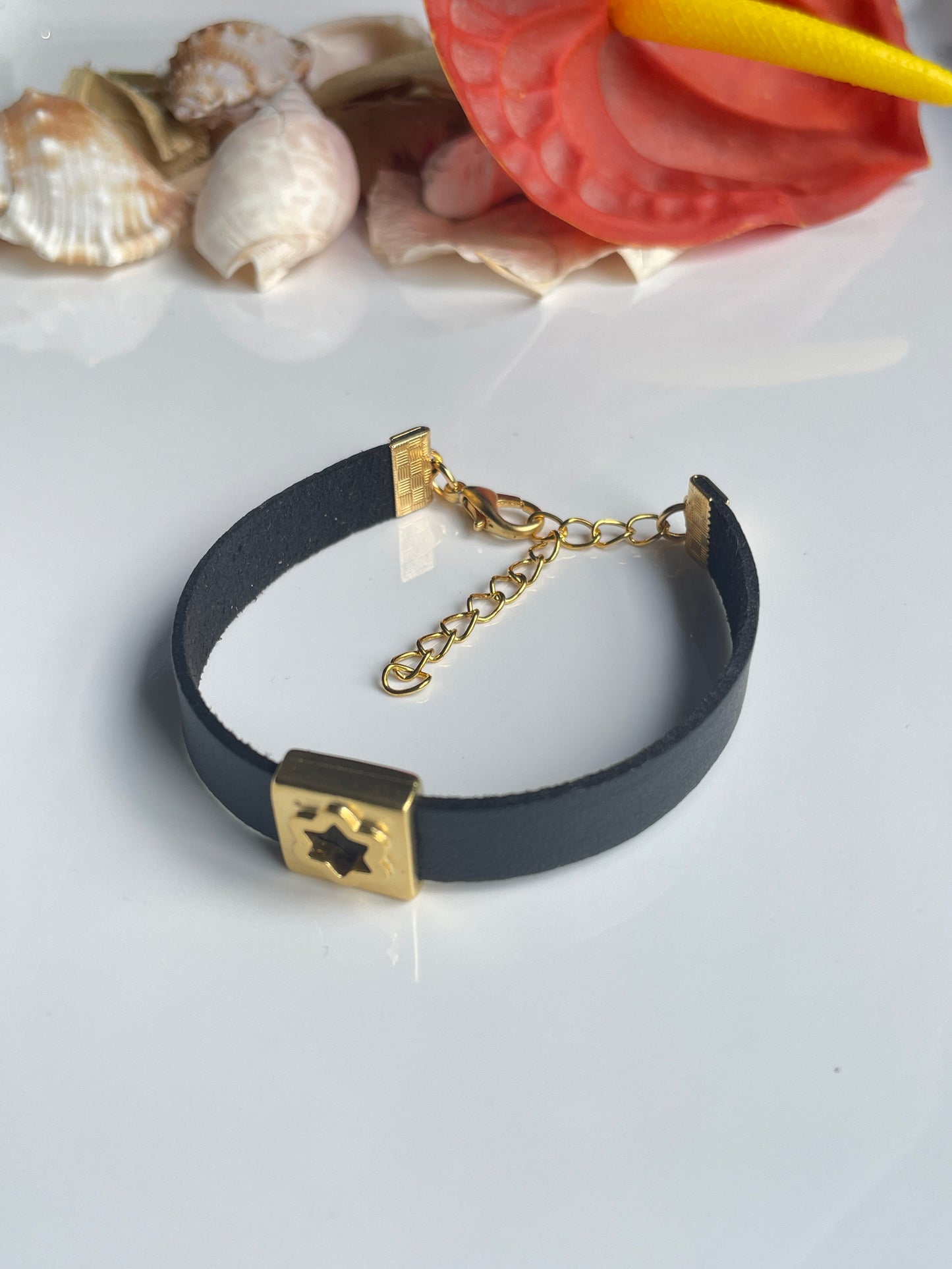 Jewish Star Leather Bracelet