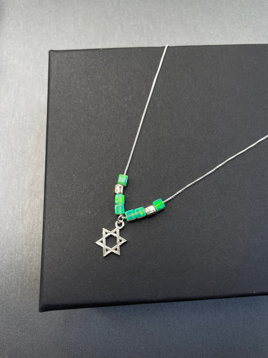 Opal Jewish Star Necklace
