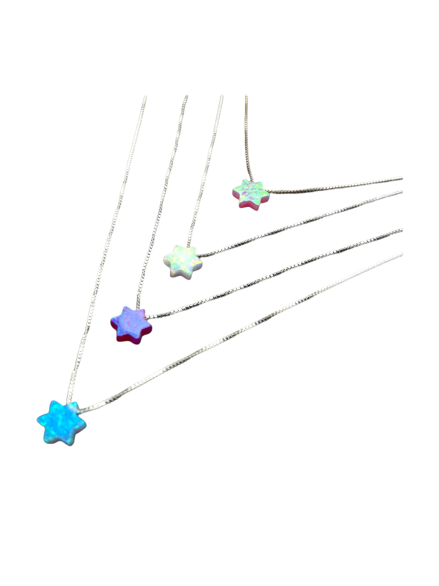 Opal Jewish Star Sterling Silver Necklace
